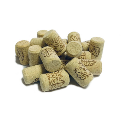 Коркова пробка 22*38, агломерат, вибілена, логотип виноград