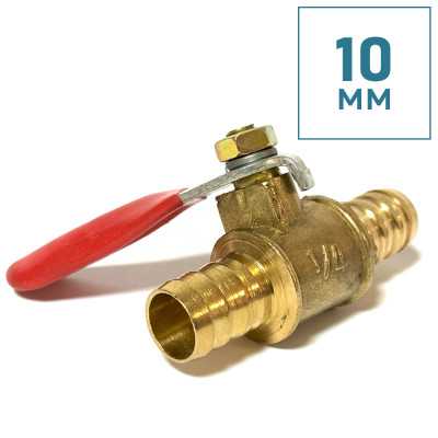 Кран шаровый латунь на шланг 10 мм